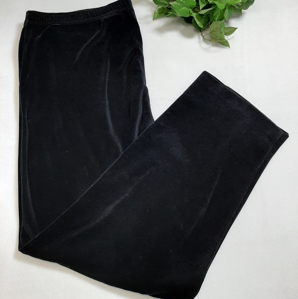 St. John Sport Black Velvet Elastic Waist Pants L - Picture 10 of 11
